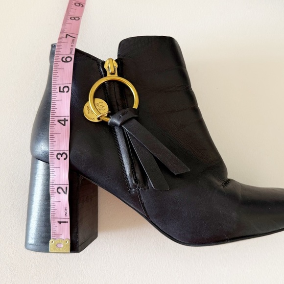 See By Chloe Boots Louise Ankle Leather Block Heel Casual Chic Minimal Black 7 - Picture 13 of 16